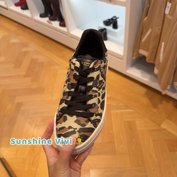 NEW Coach Woman's High Line Sneaker With Leopard Print CCV98 Black US 8 - Picture 2 of 6